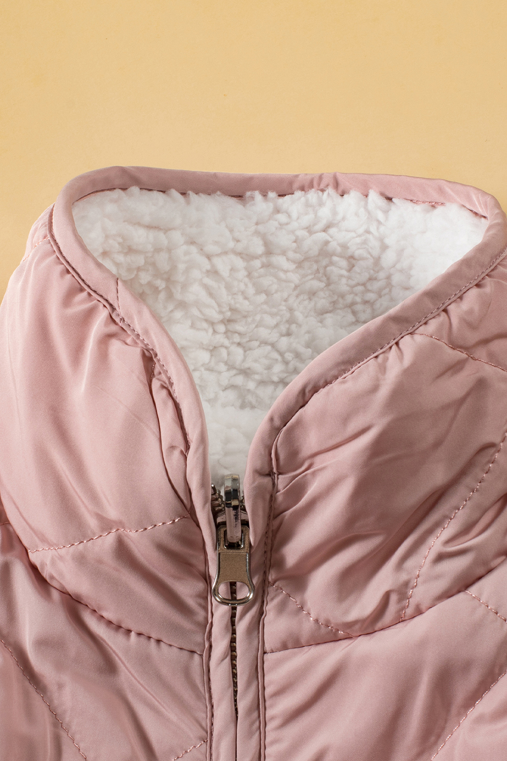 Pink Fleece Lined Quilted Vest Coats - loveforevers