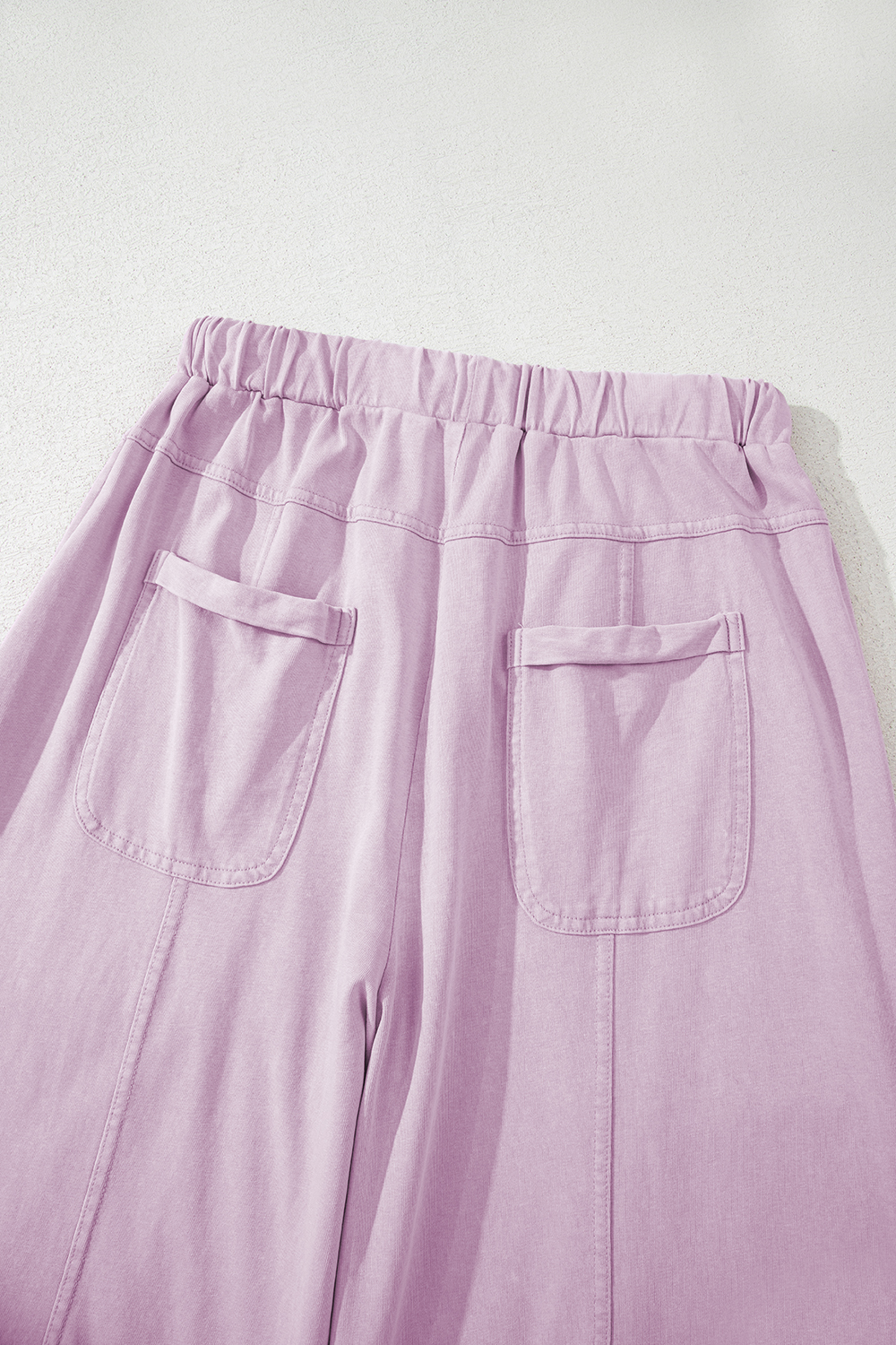 Pink Mineral Wash Exposed Seam Drawstring Elastic Waistband Wide Leg Cargo Pants - loveforevers