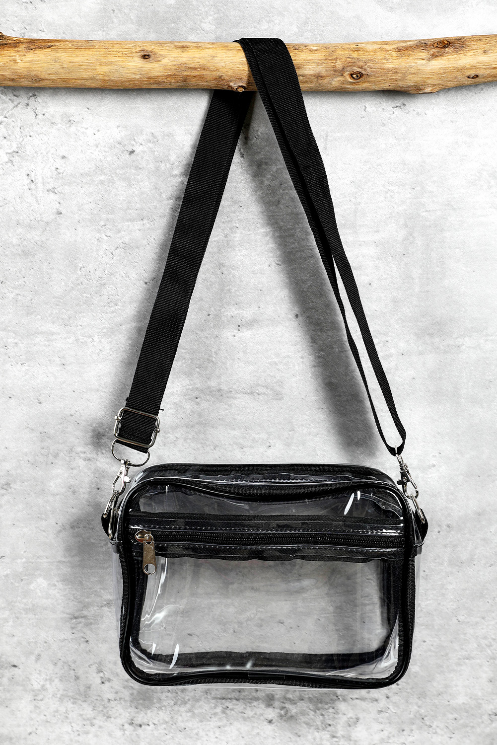 Gray Multi-Pocket Contrast Edge Detachable Strap Clear Shoulder Bag - loveforevers