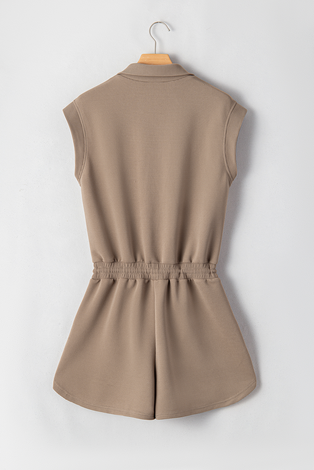 Black French Terry Zipped Collar Sleeveless Drawstring Waist Mini Dress - loveforevers
