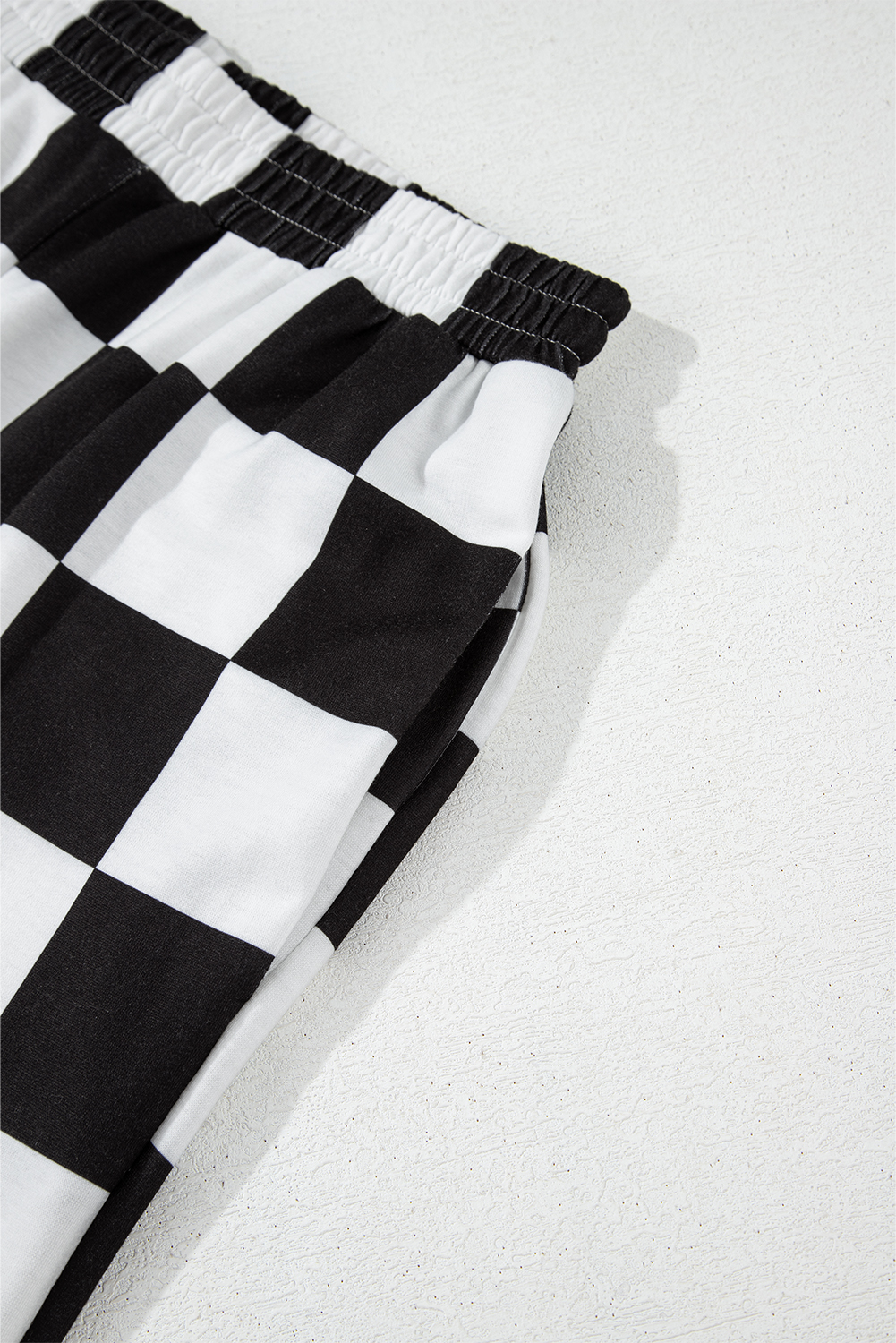 Black 2-Tone Checked Print High Waist Wide Leg Pants - loveforevers