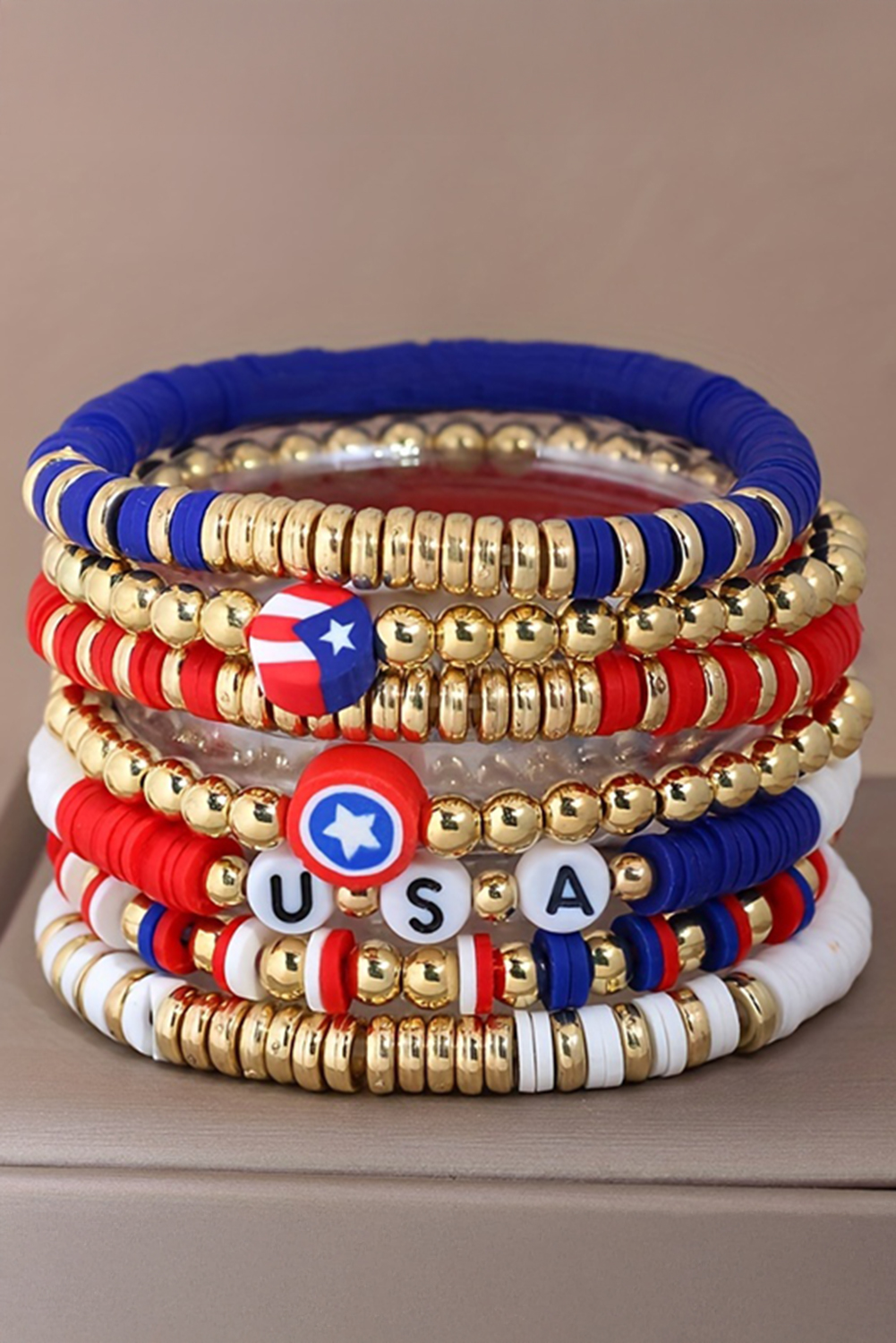Gold USA Multi Beading Layered Bracelet - loveforevers