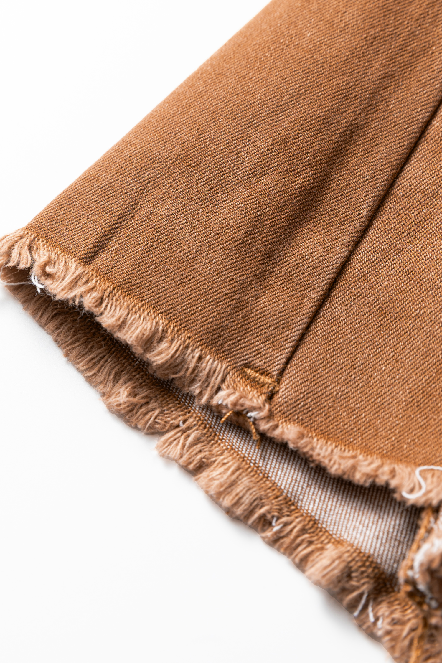 Coffee High Waist Button Fly Seamed Raw Hem Flare Jeans - loveforevers