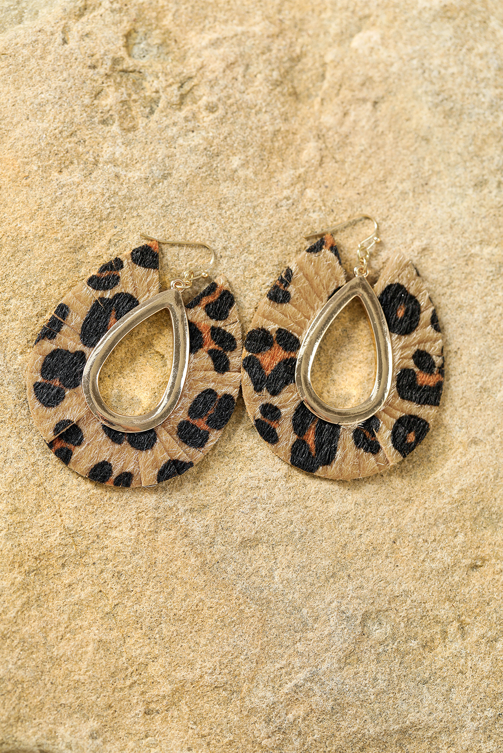Chestnut Leopard Print Hollow Out Drop Earrings - loveforevers