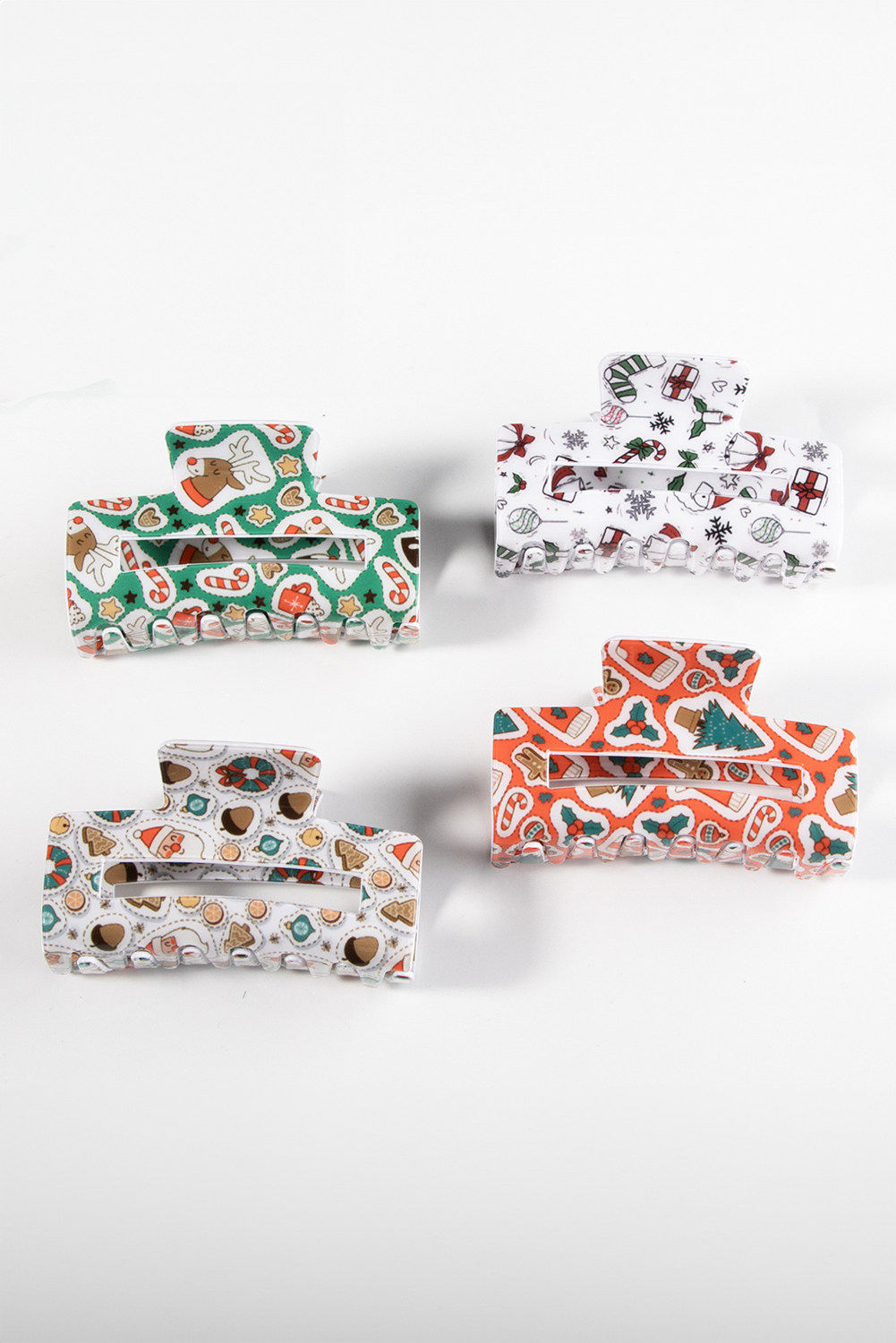 White Christmas Pattern Print Cut Out Hair Claw Clip - loveforevers