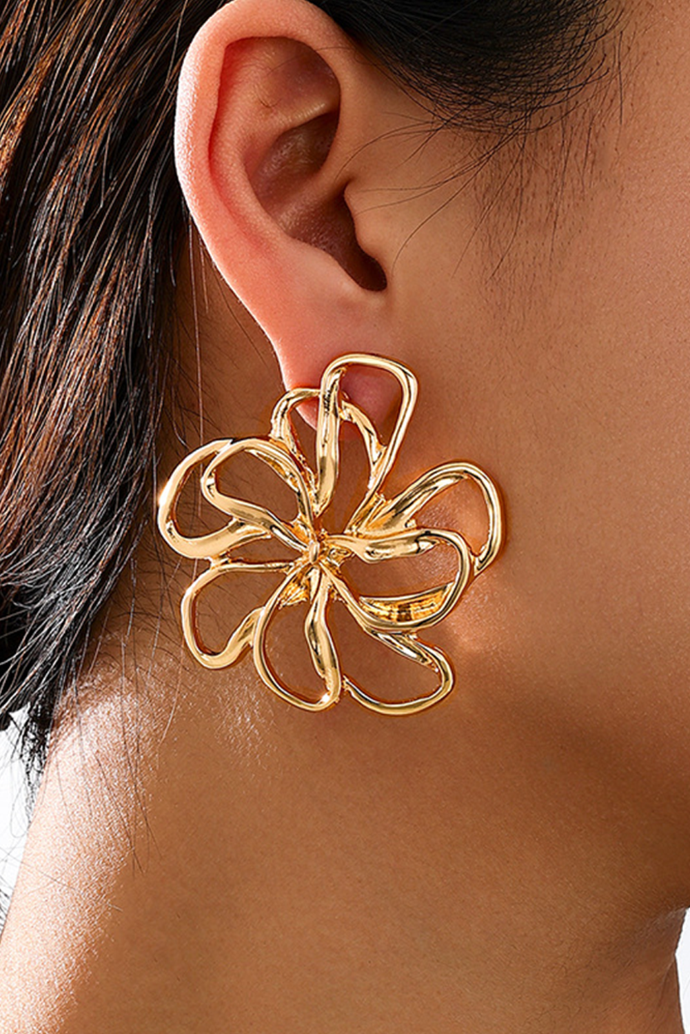 Gold Flower Shape Plated Alloy Fashion Earrings - loveforevers