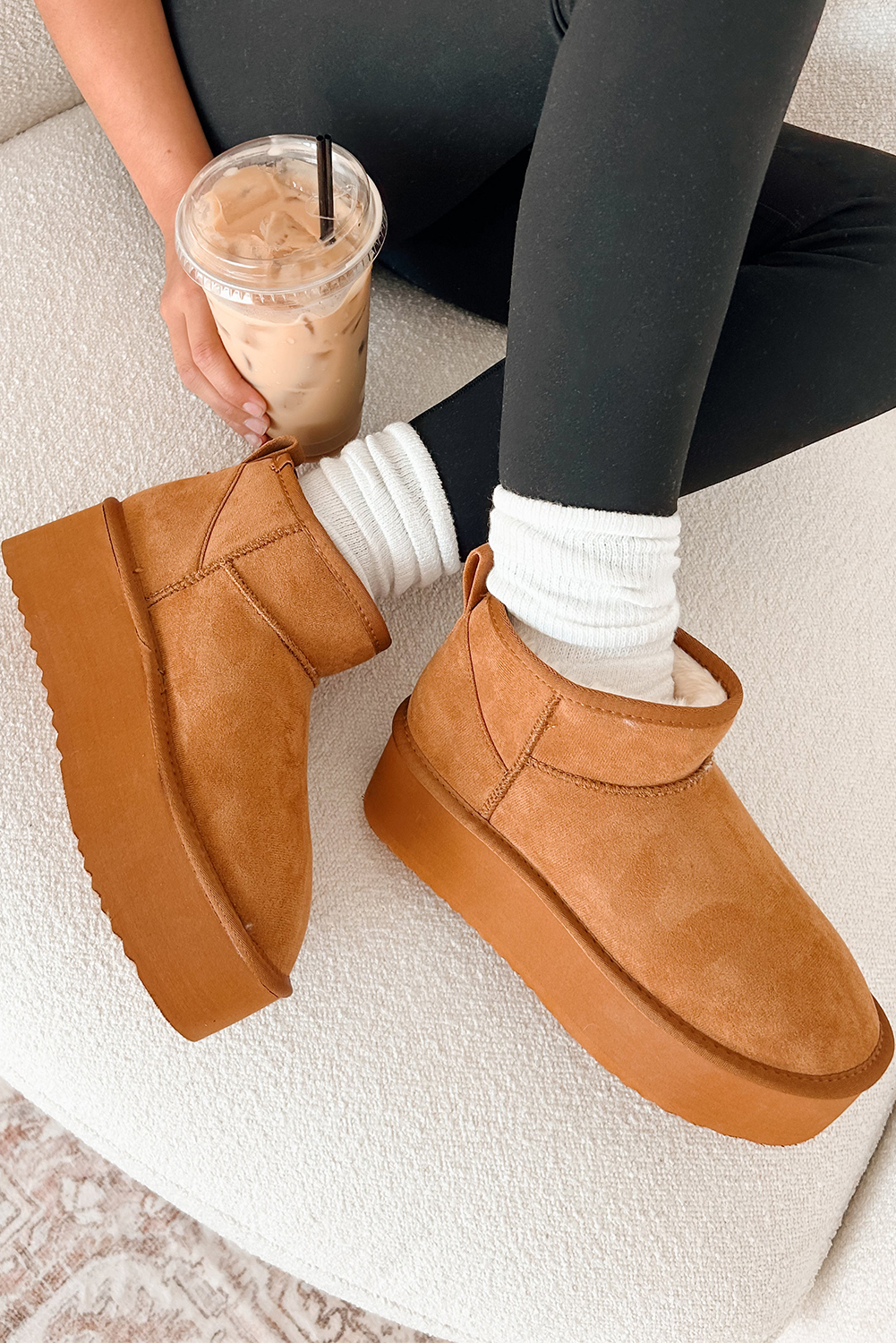 Chestnut Faux Fur Lined Suede Ankle Snow Boots - loveforevers