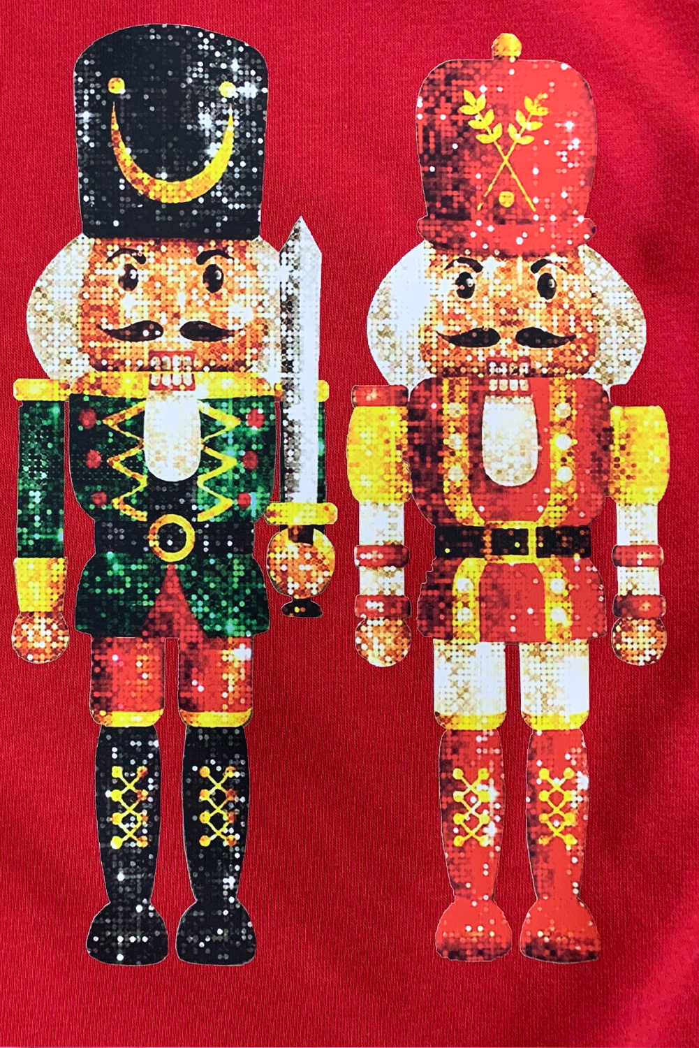 Red Christmas Metallic Nutcracker Graphic Crew Neck Sweatshirt - loveforevers