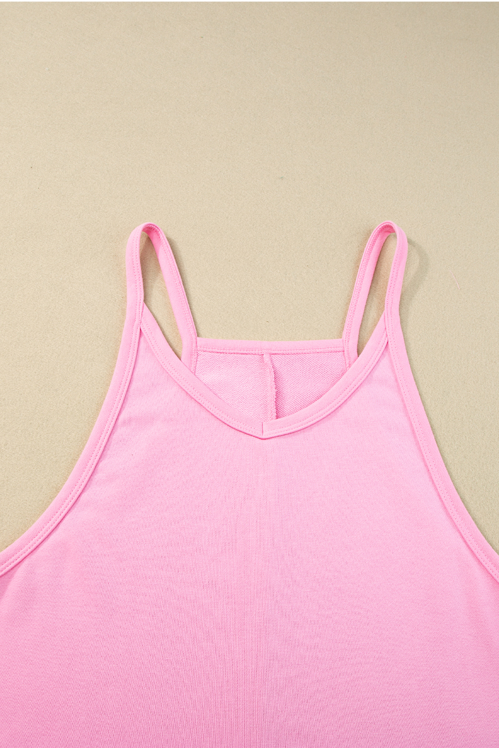 Pink Sleeveless Pocketed V Neck Jersey Romper - loveforevers