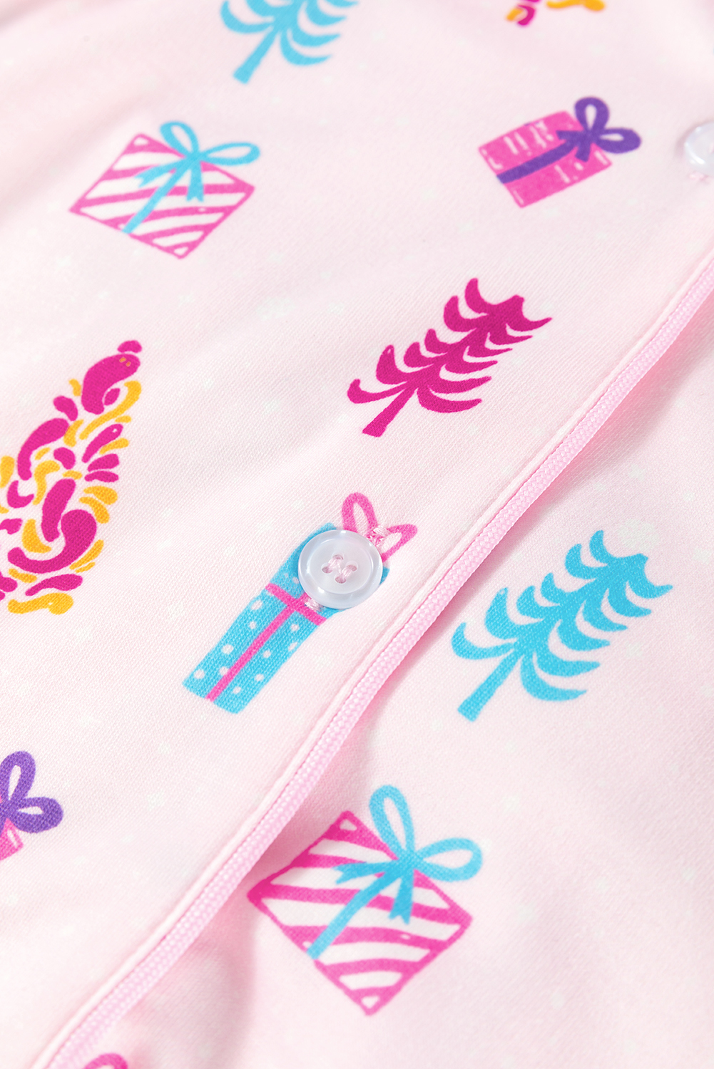 Pink Christmas Twinkle Tree Print Shirt Sleep Dress - loveforevers