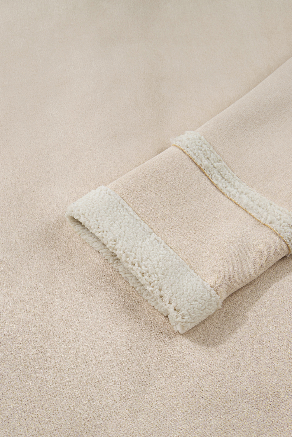 Parchment Suede Sherpa Lined Western Loose Jacket - loveforevers
