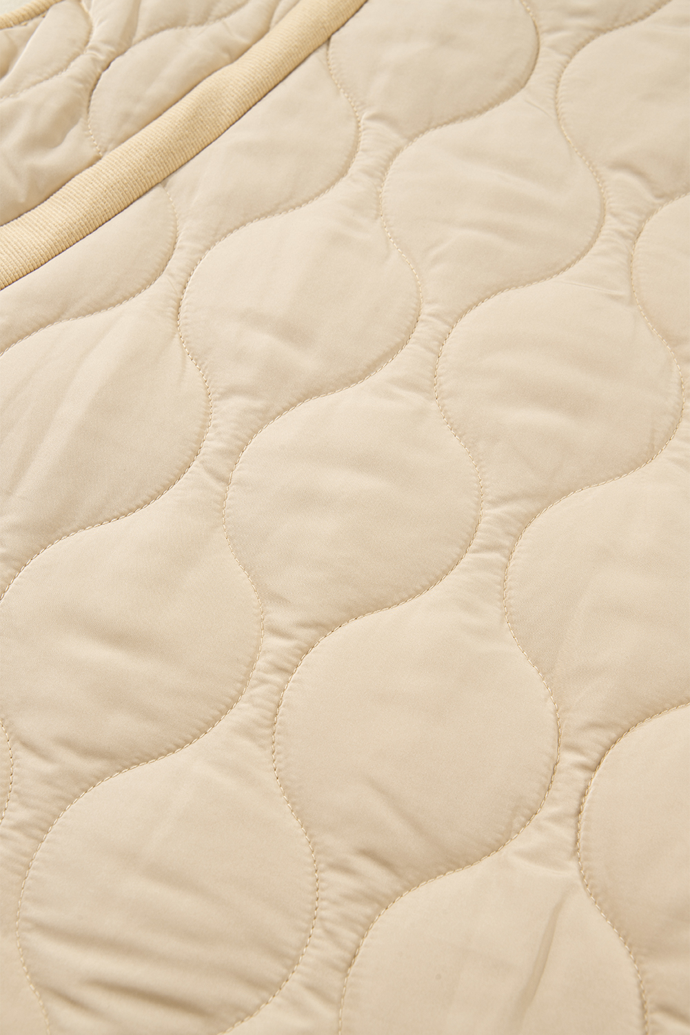 Pale Khaki Quilted Padded Casual Winter Jacket Vest with Fleece Lining - loveforevers