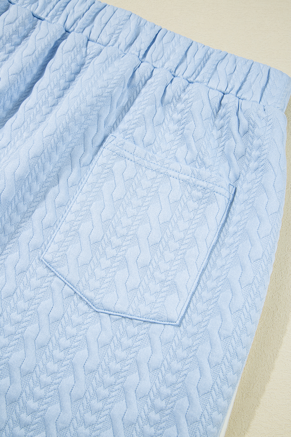 Beau Blue Contrast Trim Textured Crewneck Tee and Pocketed Skirt Set - loveforevers