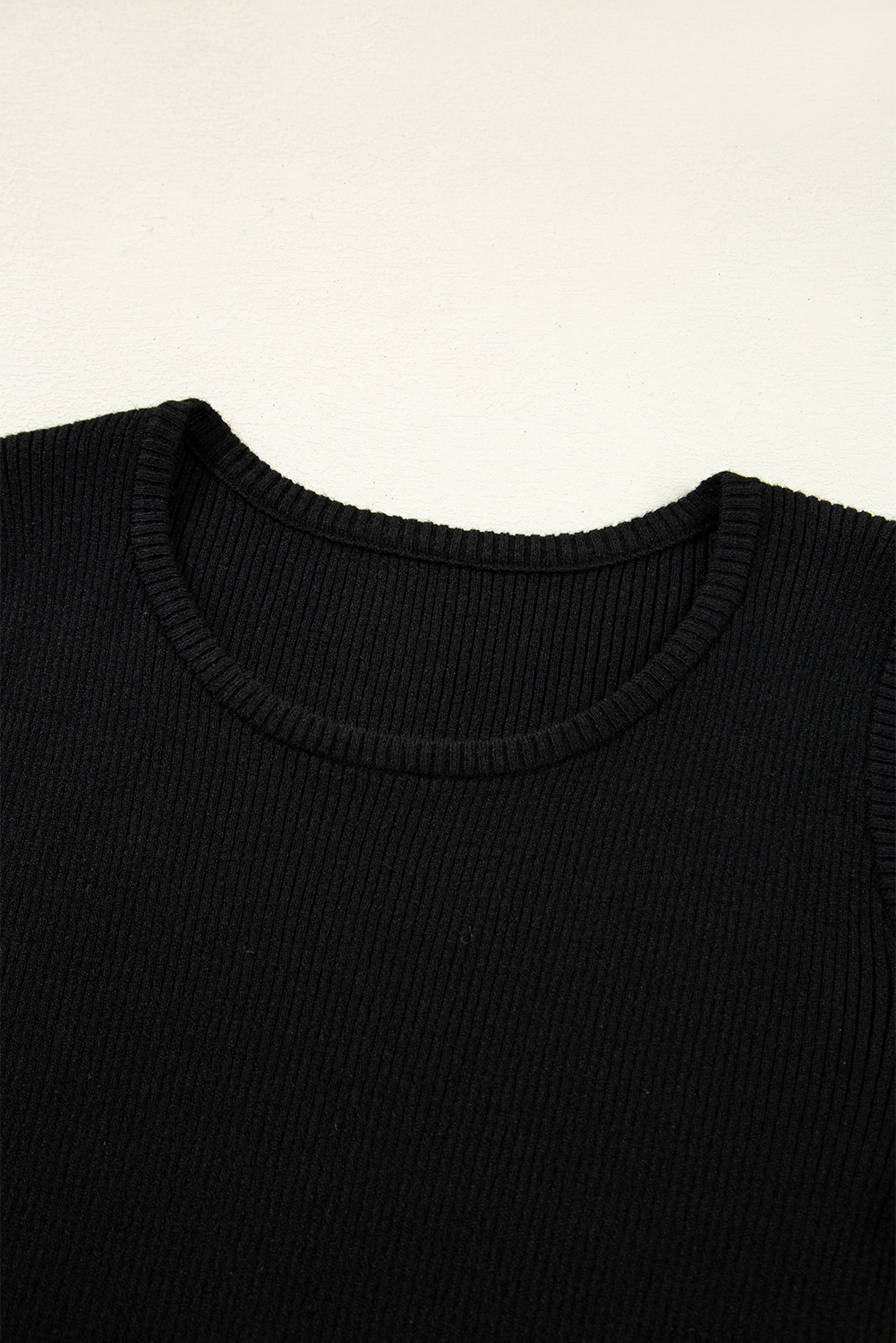 Black Ribbed Knit Cold Shoulder Sweater - loveforevers
