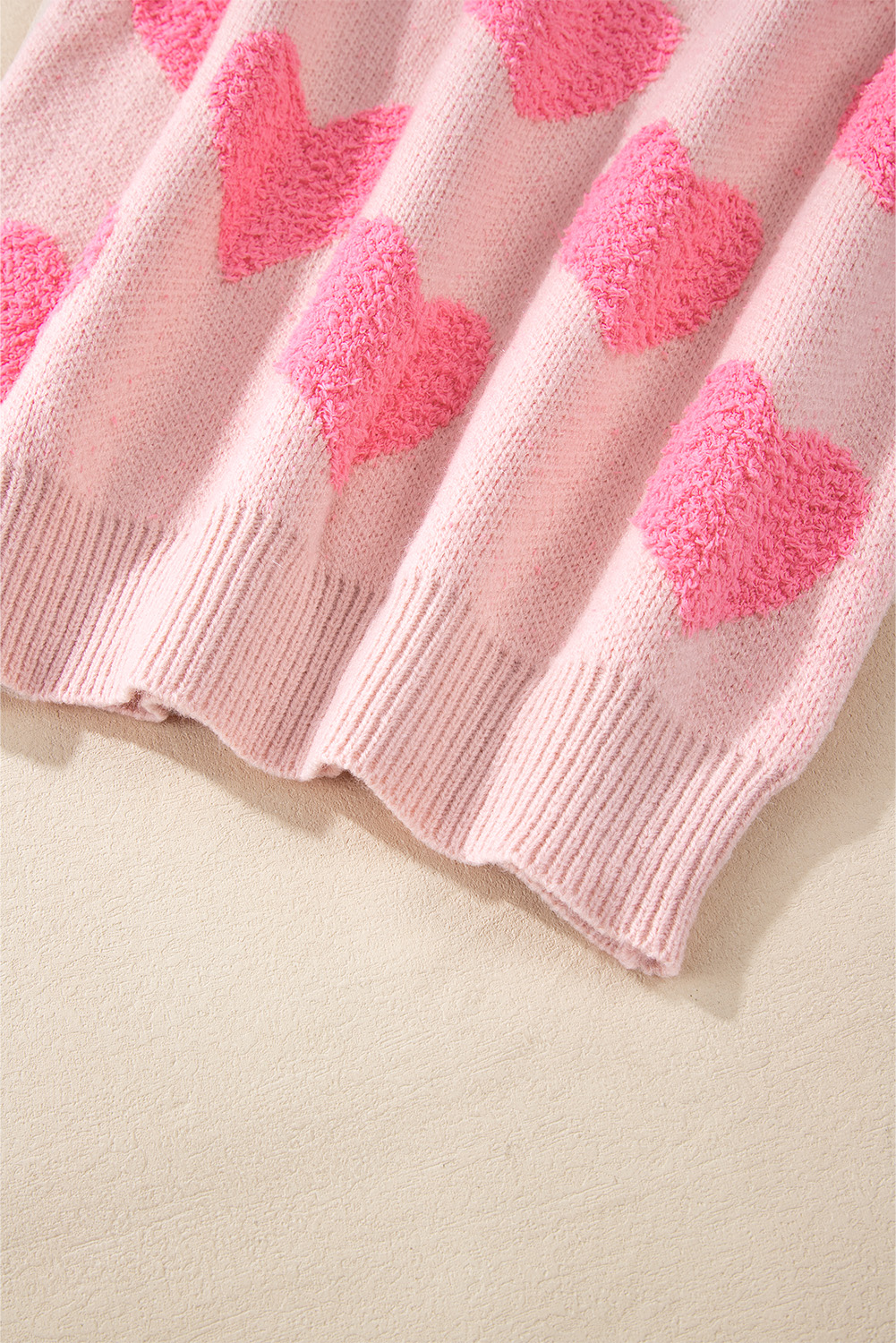 Light Pink Valentine's Day Heart Jacquard Knit Sweater - loveforevers