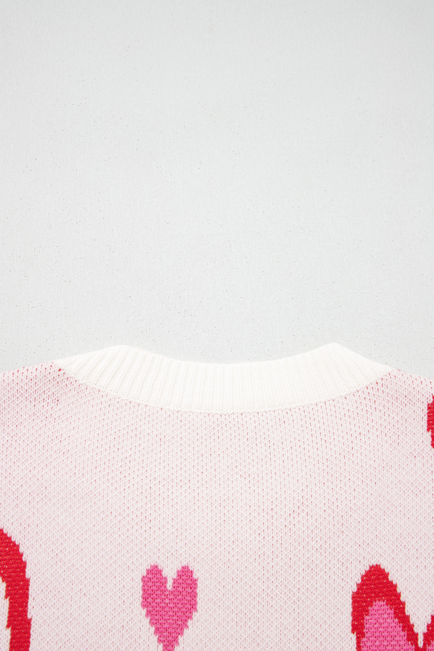 White Splendid Heart Print Valentines Day Sweater - loveforevers