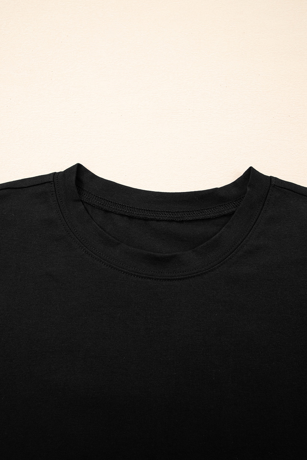 Black Ruffled Crew Neck Slim Fit Top - loveforevers