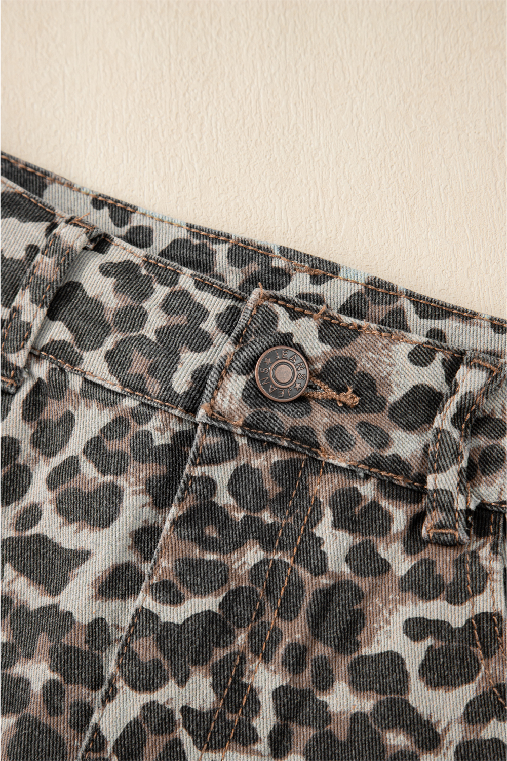 Khaki Leopard Denim Mini Skirt - loveforevers