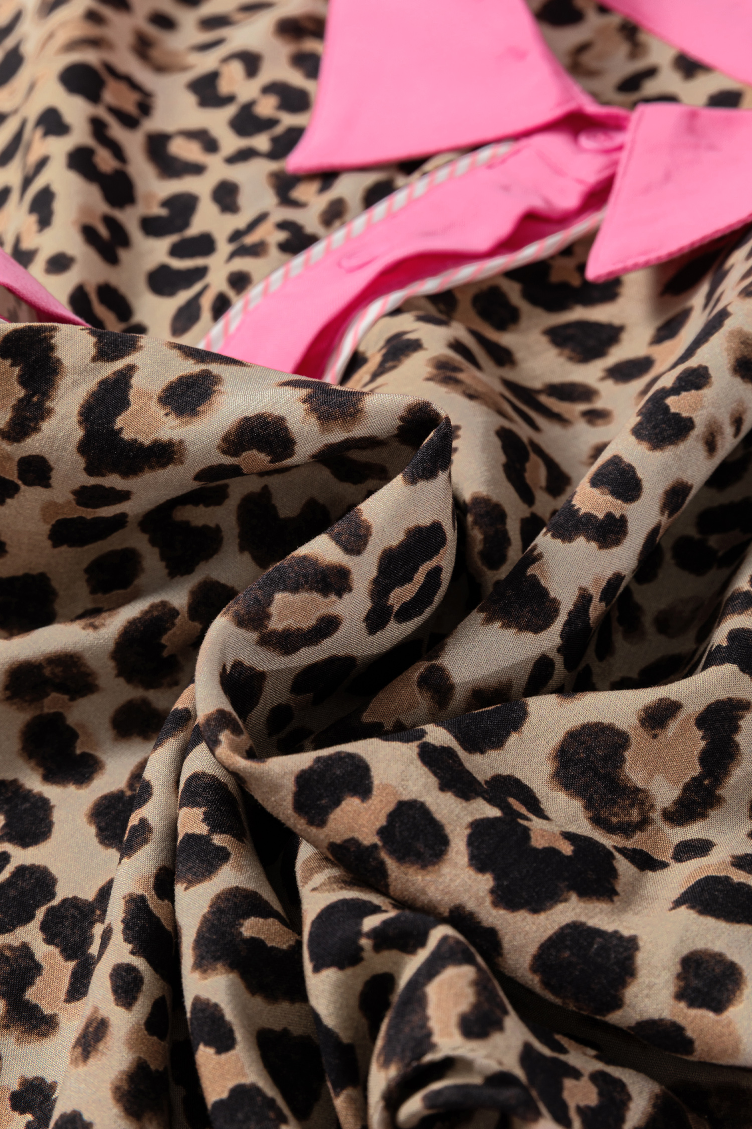 Brown Contrast Trim Leopard Top and Pant Set - loveforevers