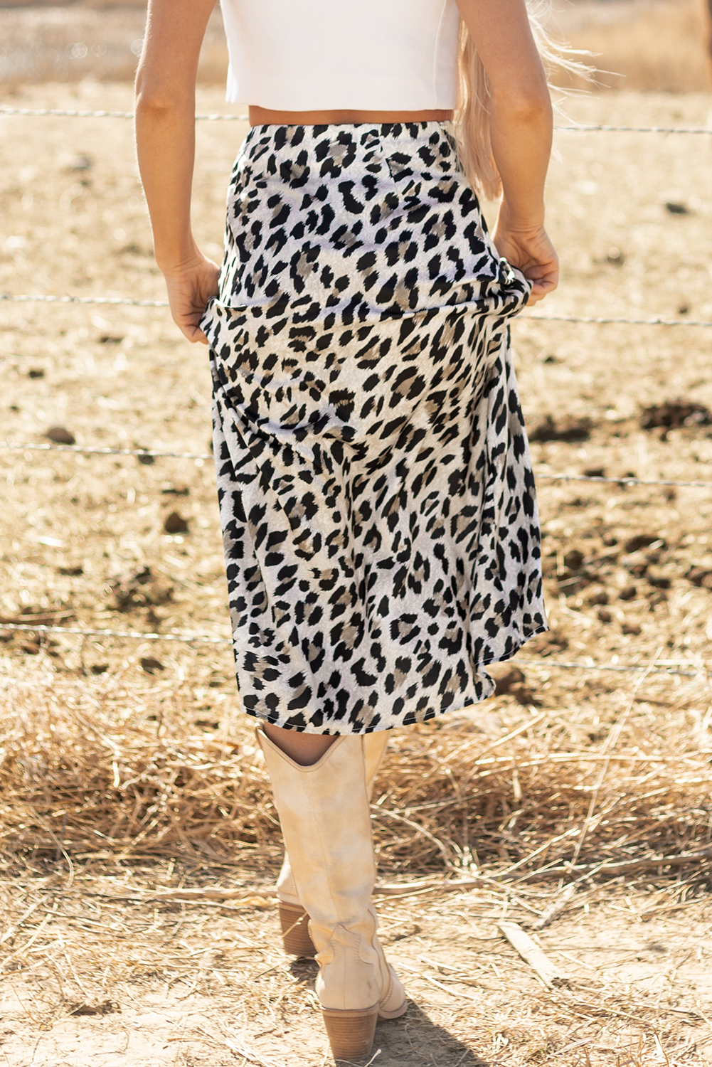 Brown Leopard Print High Waist Midi Skirt - loveforevers