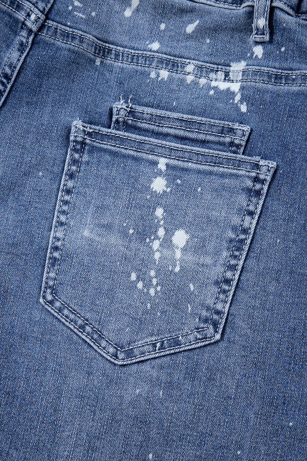 Ashleigh Blue Ripped Splattering Paint Rope Waist Cropped Straight Jeans - loveforevers