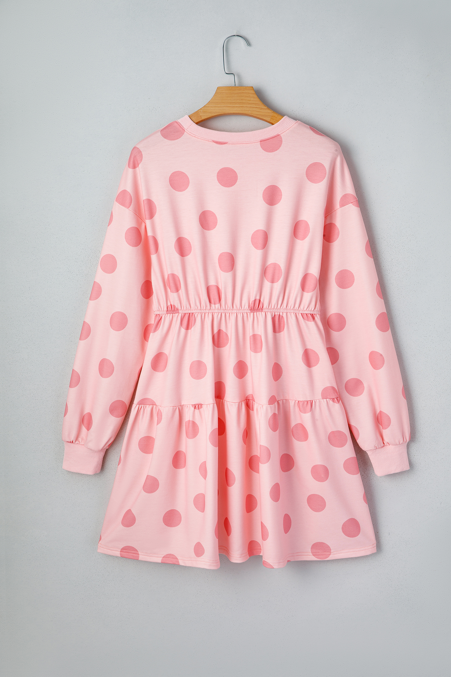 Beige Polka Dot Print Drop Shoulder Pullover Drawstring Jogger Pant Set - loveforevers