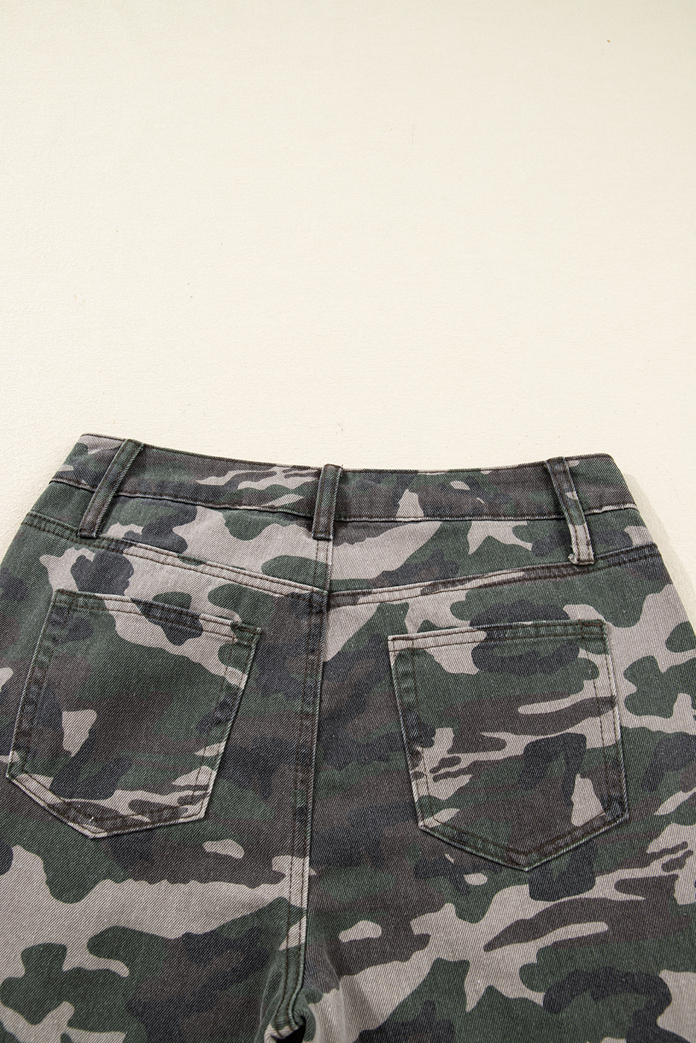 Green Camo Denim Cargo Wide Leg Pants - loveforevers