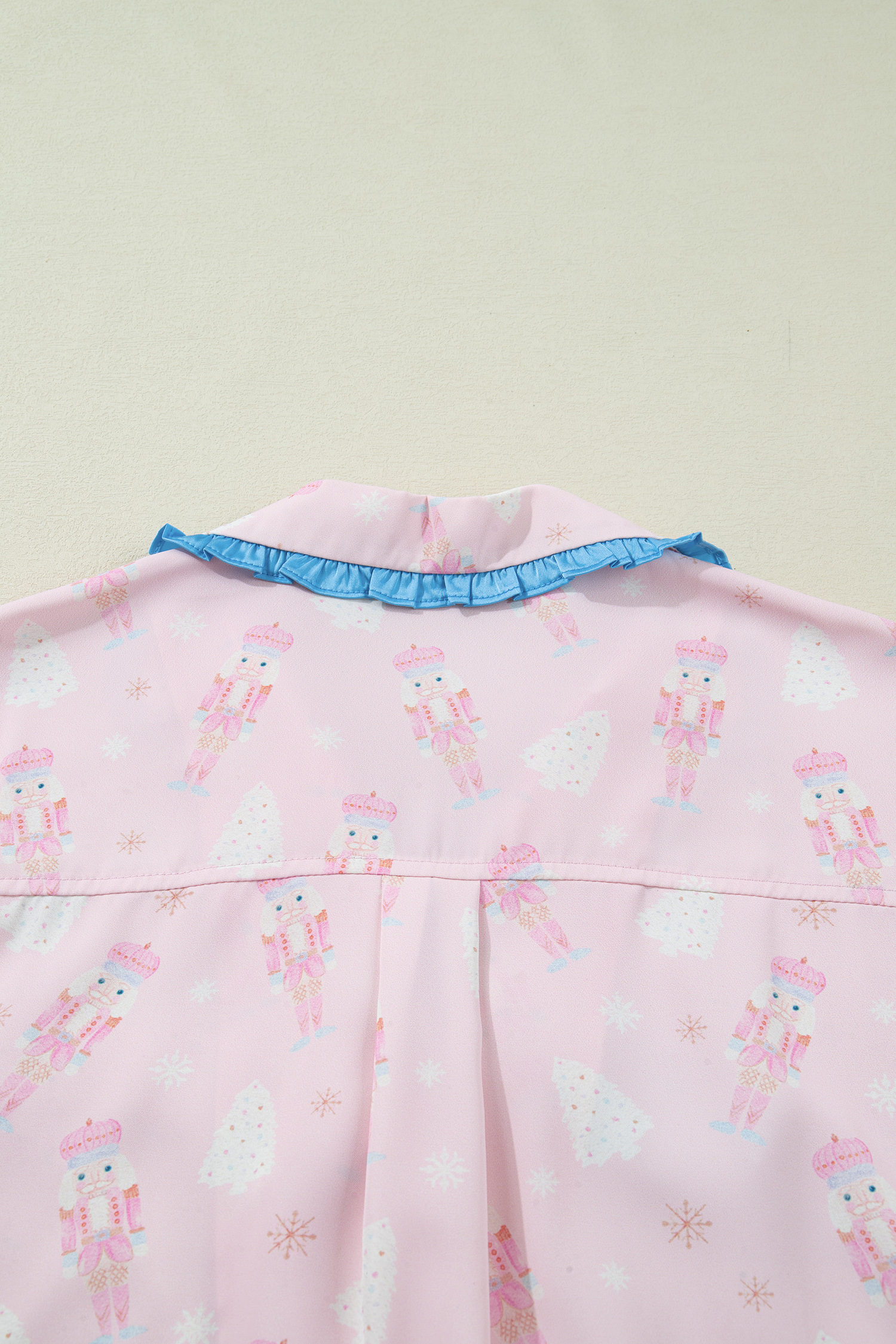 Pink Bow Tie Front Christmas Nutcracker Long Sleeve Shirt Shorts Pajama Set - loveforevers
