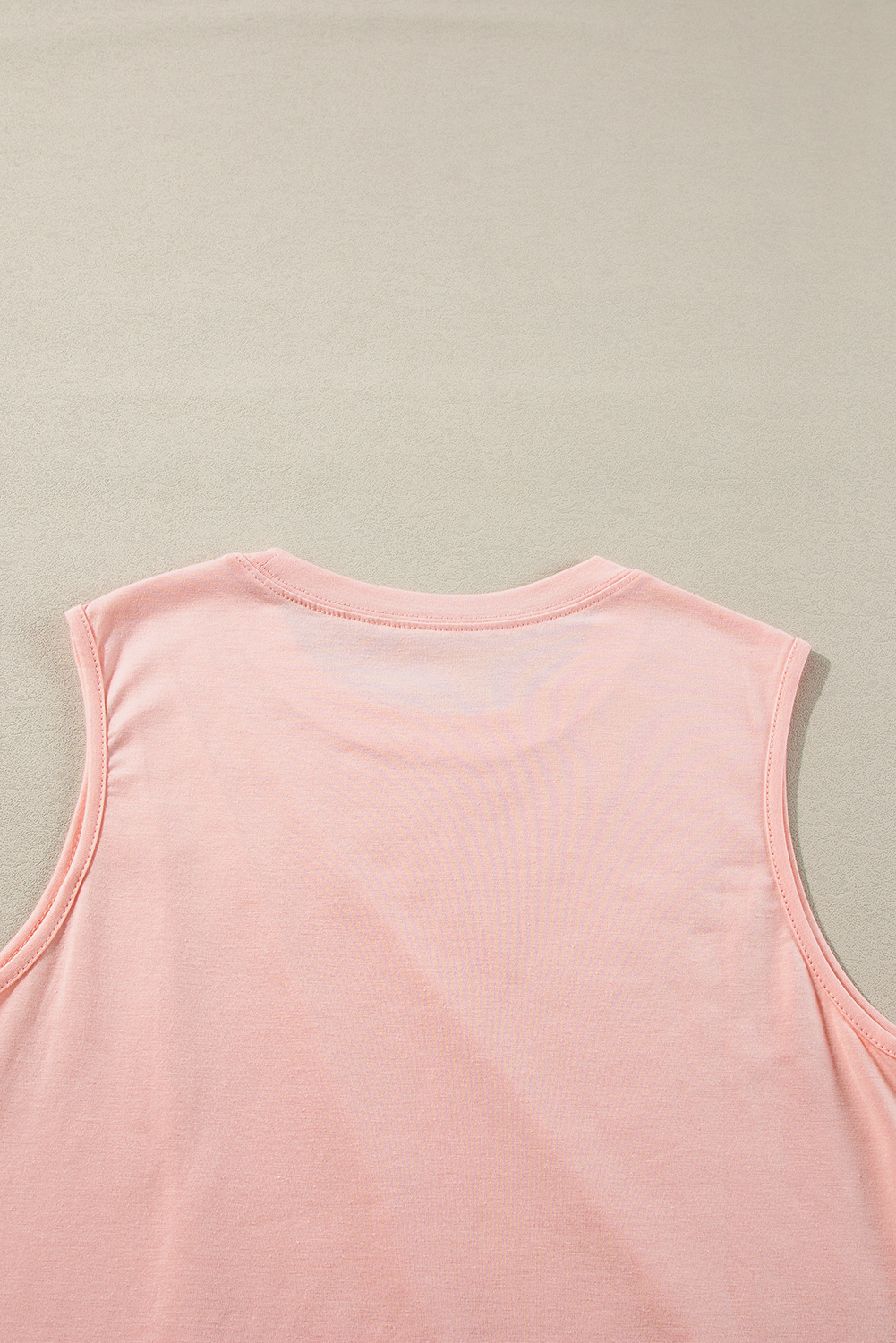 Light Pink Crew Neck Pleated Tank Top - loveforevers