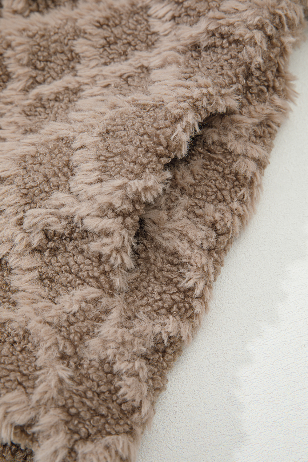 Chestnut Sherpa Rhombus Zip Up Side Pocket Hooded Jacket - loveforevers