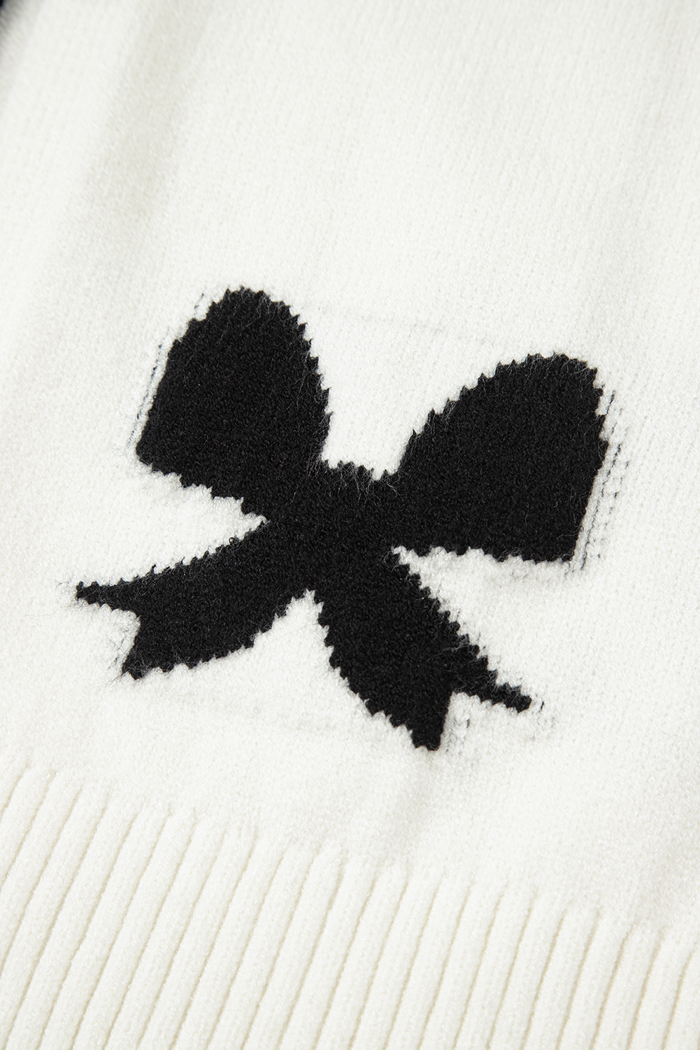 White Lace-up Bow Pattern Sweater Cardigan - loveforevers
