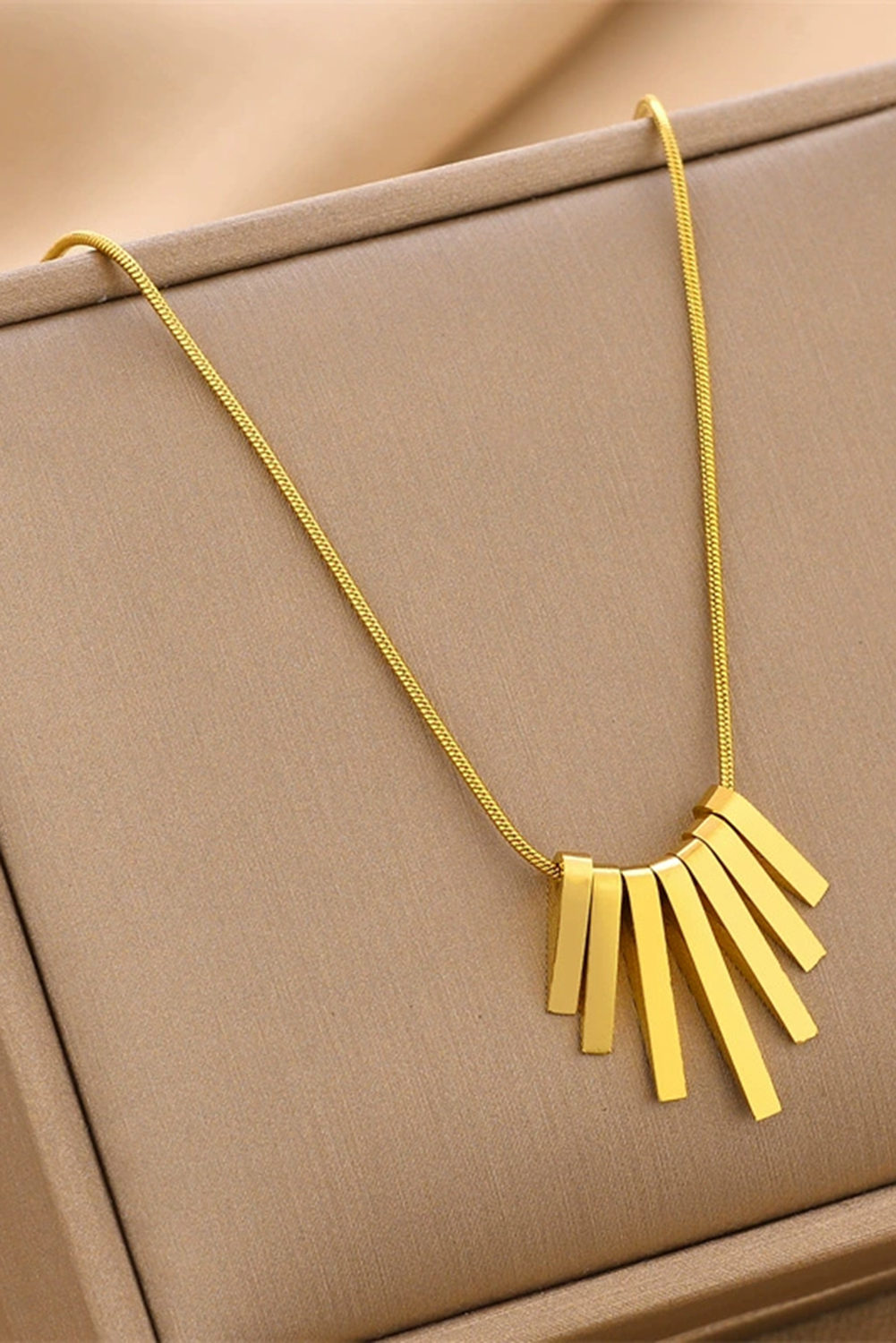 Gold Asymmetric Bar Pendant Plated Alloy Necklace - loveforevers