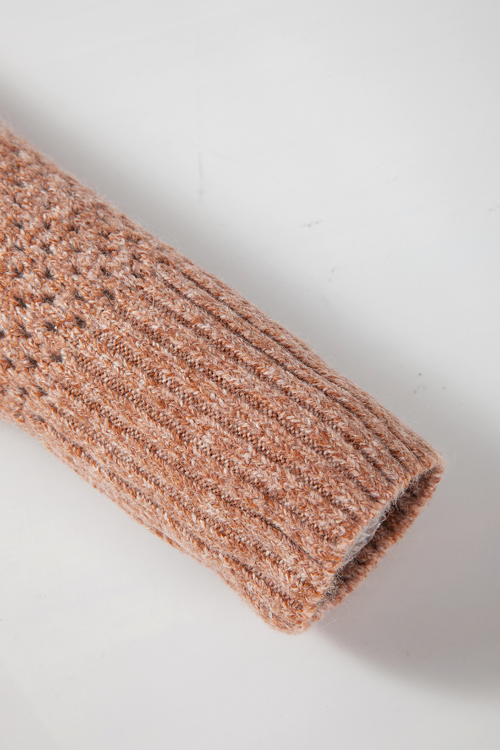 Parchment Loose Eyelet V Neck Drop Shoulder Sweater - loveforevers