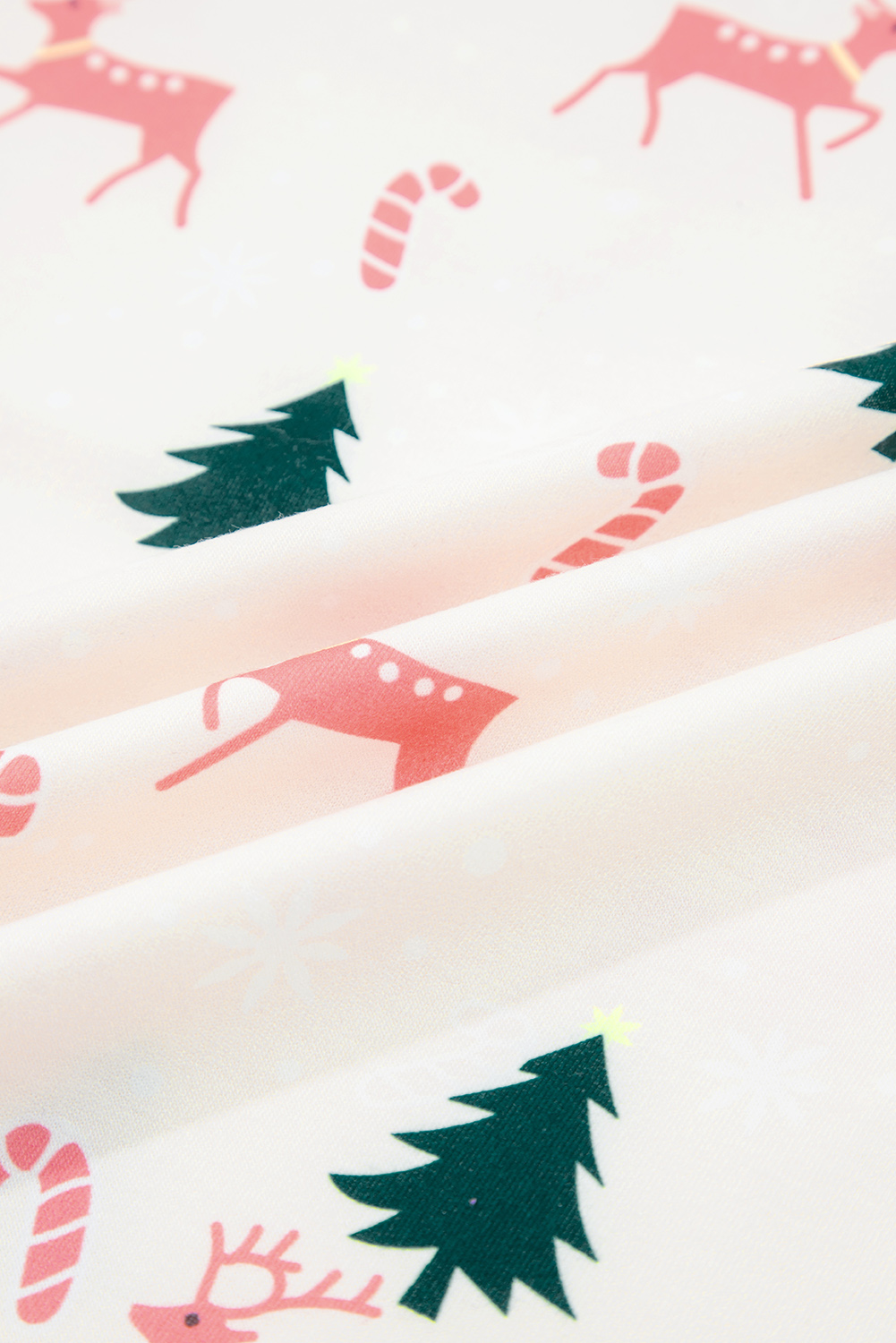 Pink Bow Christmas Tree Print Contrast Striped Banding 2pcs Lounge Set - loveforevers