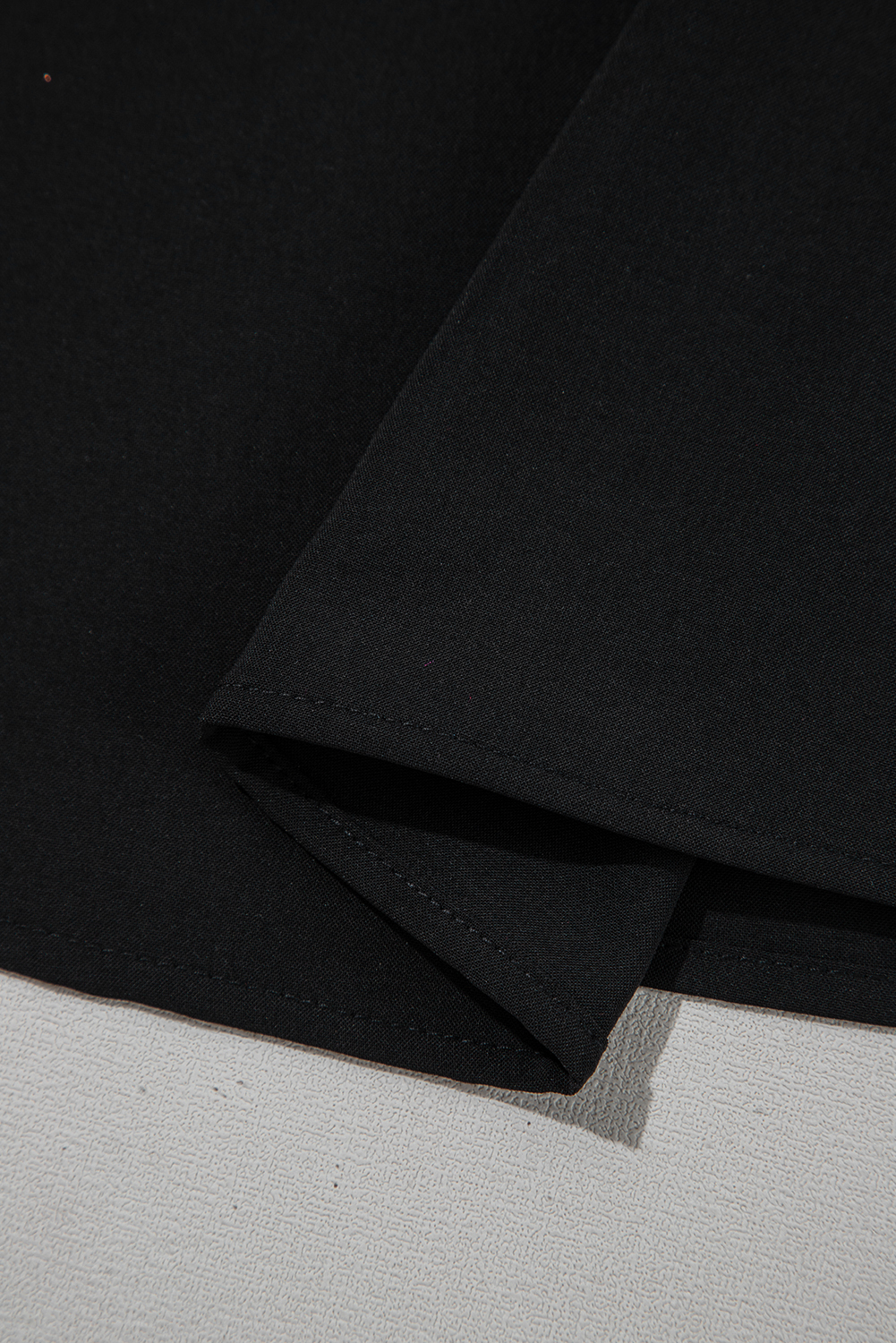 Black Ruffle Trimmed 3/4 Sleeve Round Neck Blouse - loveforevers