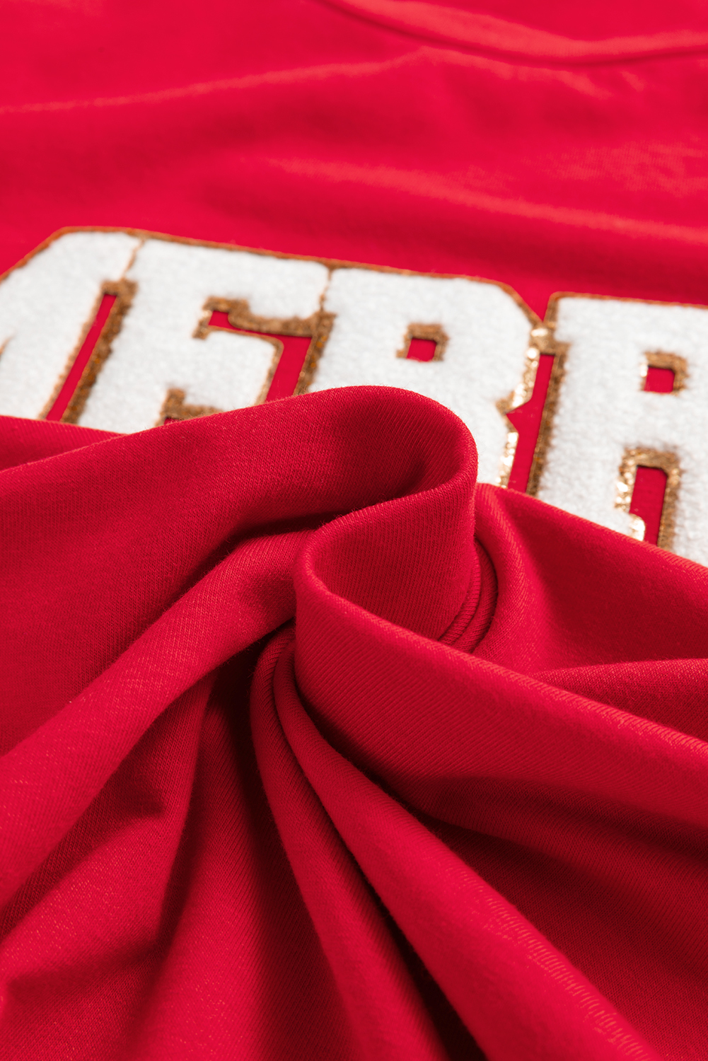 Red Christmas MERRY Graphic Cuffed Sleeve T Shirt - loveforevers