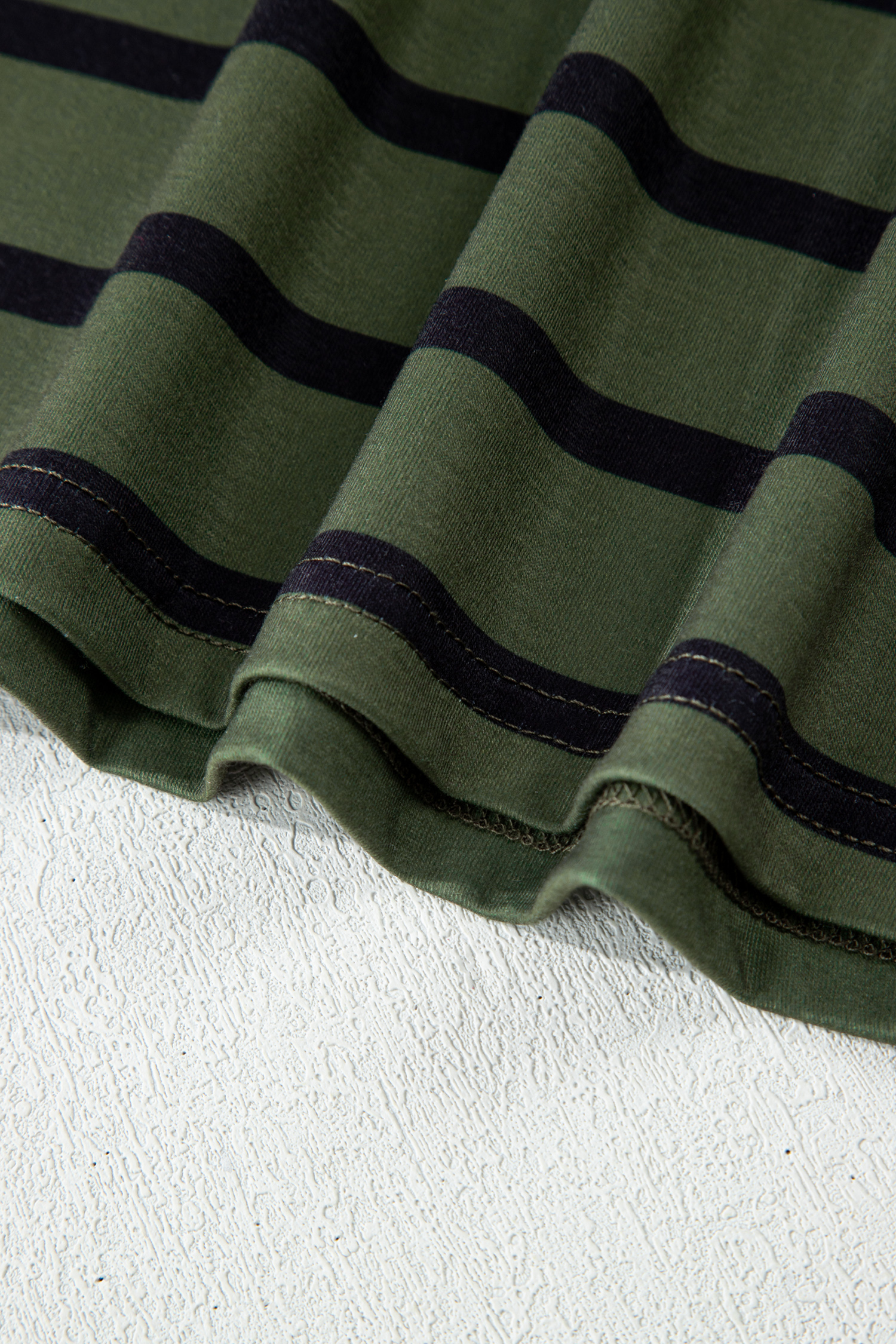 Four Leaf Clover Striped Half Buttons Crew Neck T-Shirt - loveforevers