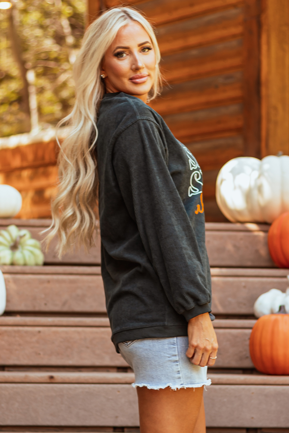 Dark Grey Pumpkin Spice Baby Graphic Textured Sweatshirt - loveforevers