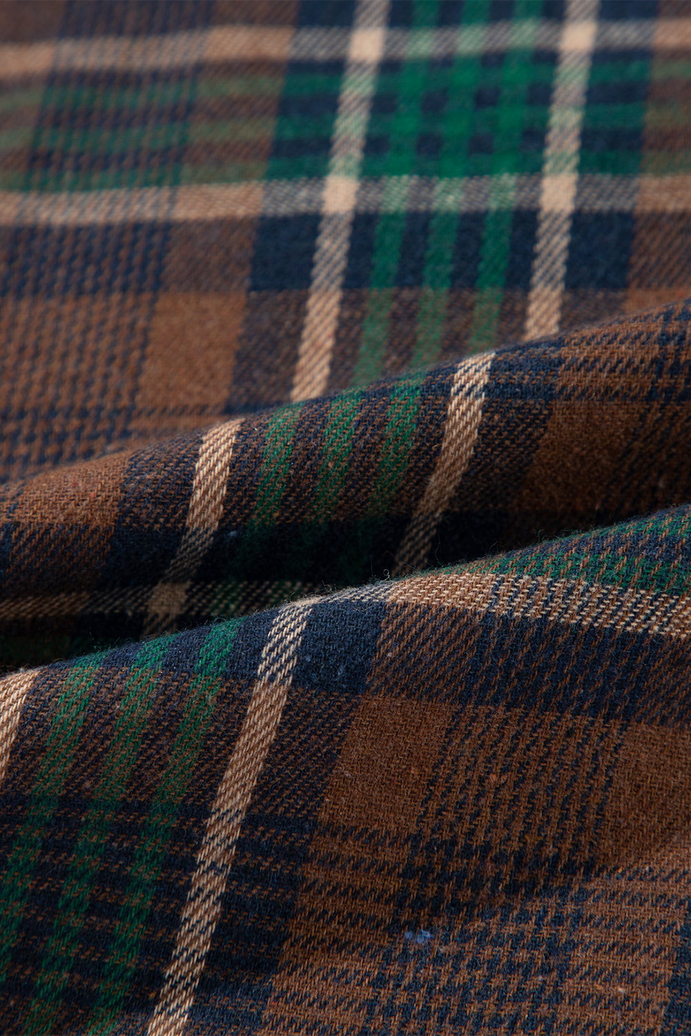 Brown Plaid Print Chest Pockets Buttoned Shirt Jacket - loveforevers