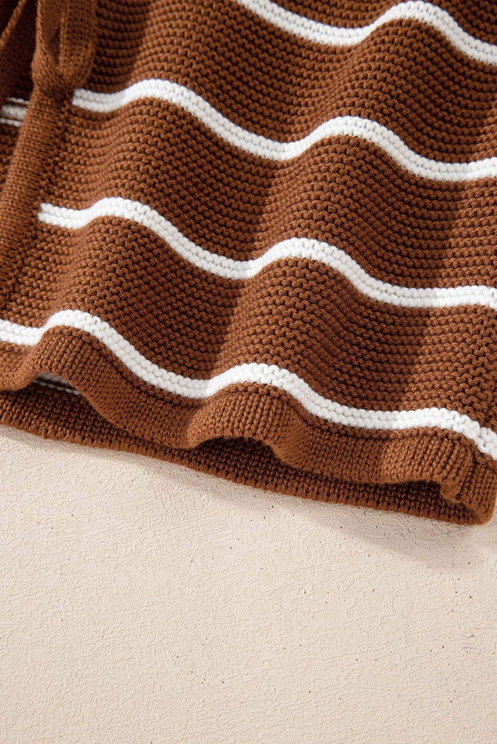 Chestnut Tie Front Striped Knit V Neck Cardigan Sweater - loveforevers