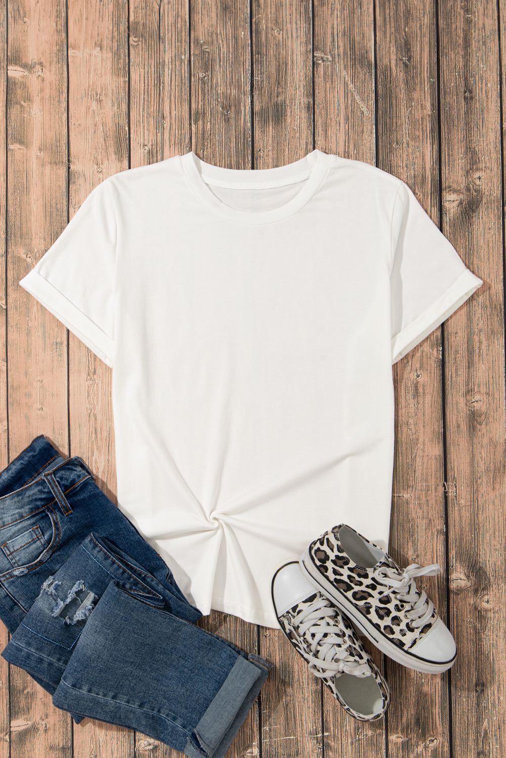 Khaki Casual Plain Crew Neck Tee - loveforevers