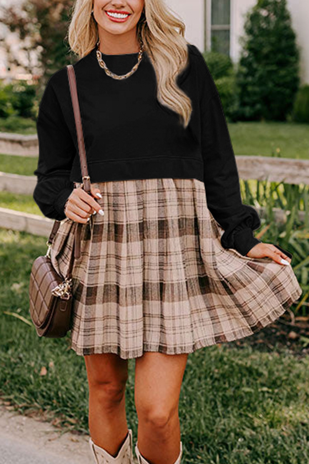 Pale Khaki Sweatshirt Poplin Mini Dress - loveforevers