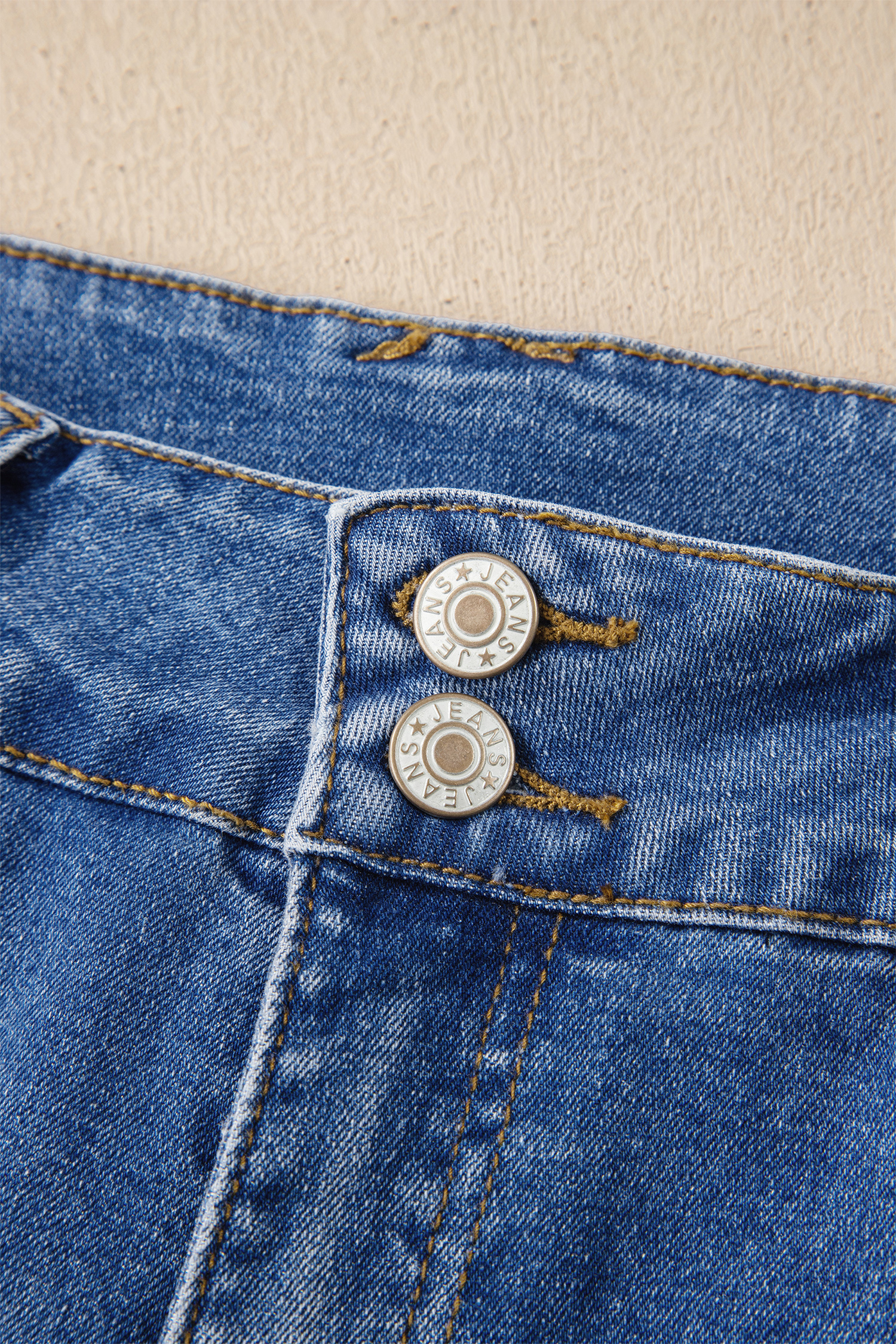 Sky Blue Double Button Zip Fly Straight Leg Jeans - loveforevers