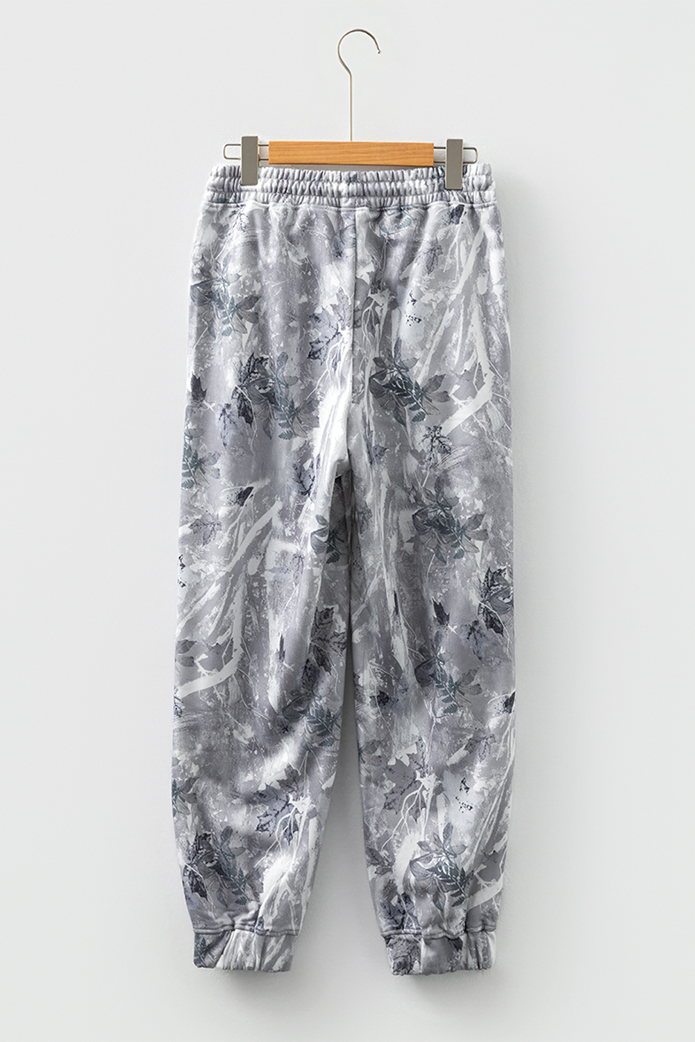 Gray Camo Print Cozy Drawstring Elastic Waist Jogger Pants - loveforevers