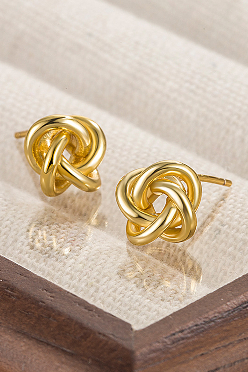 Gold Minimalism Knotted Plated Stud Earrings - loveforevers