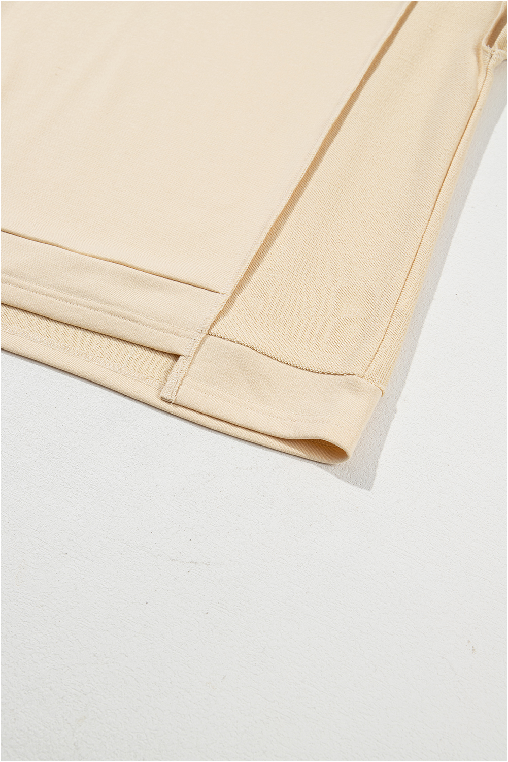 Beige Splicing Round Neck Pullover Sweatshirt - loveforevers