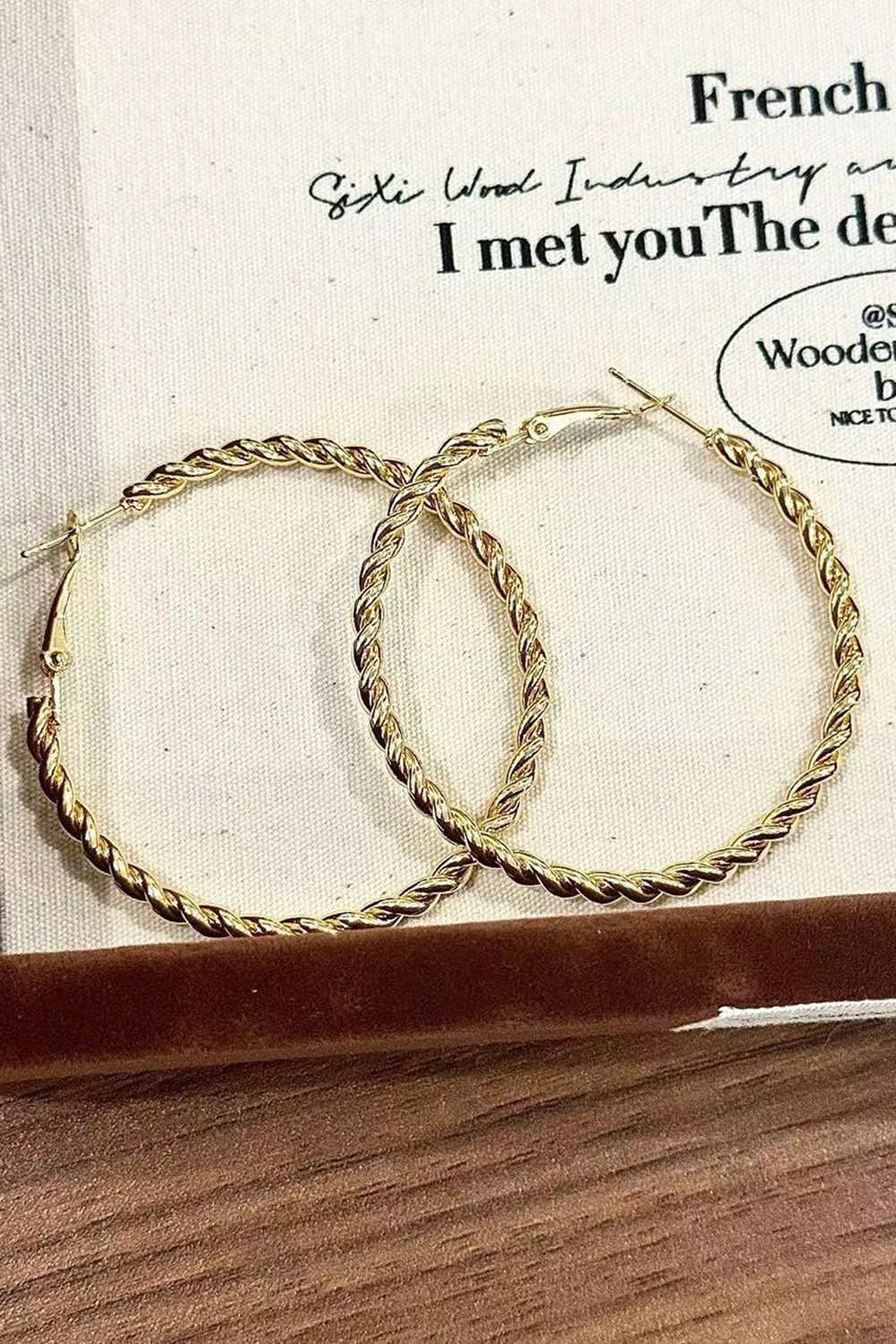 Gold Twisted Detail Plated Alloy Large Hoop Earrings - loveforevers