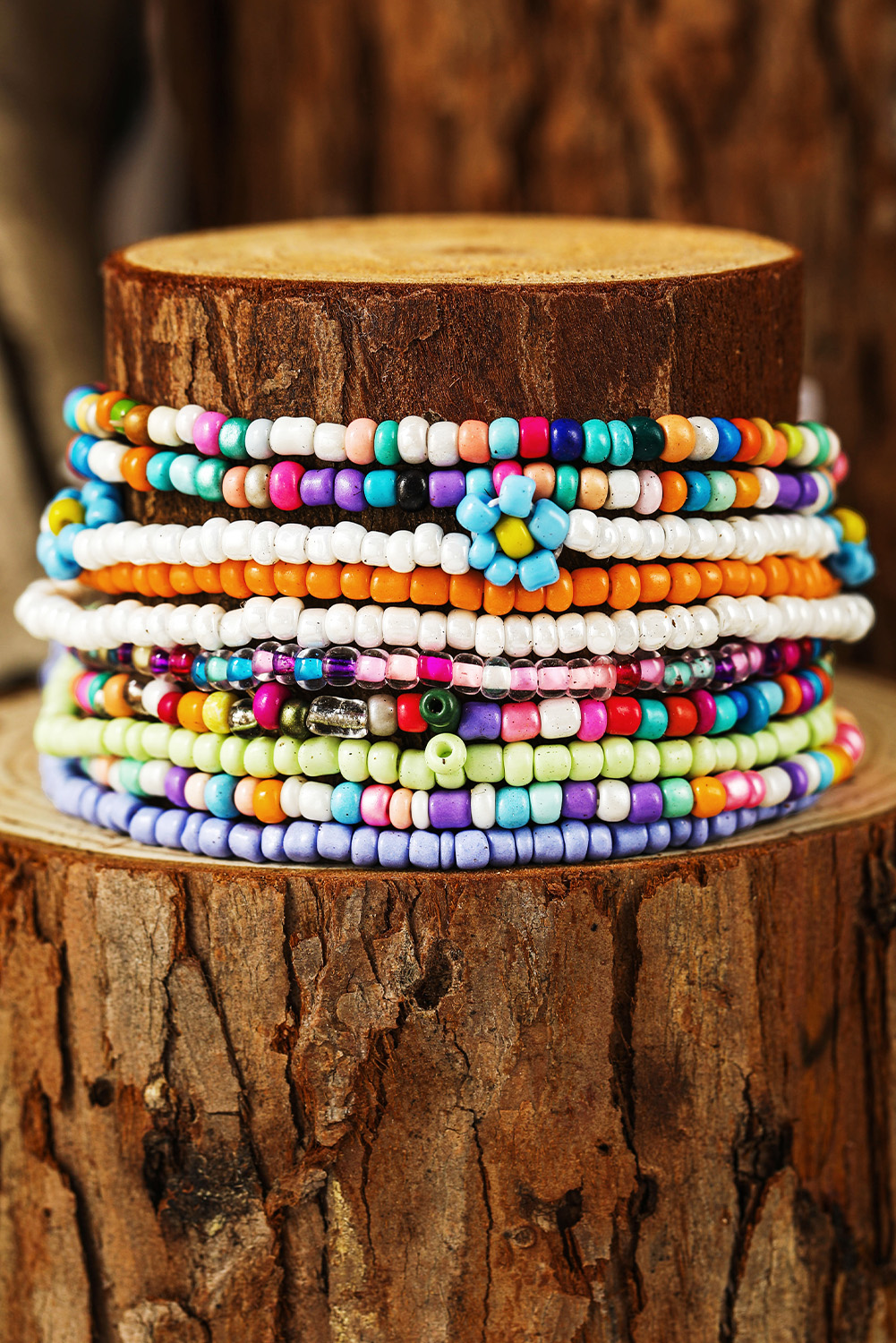 Yellow Flower Random Color Multi Layered Beaded Anklet Set - loveforevers
