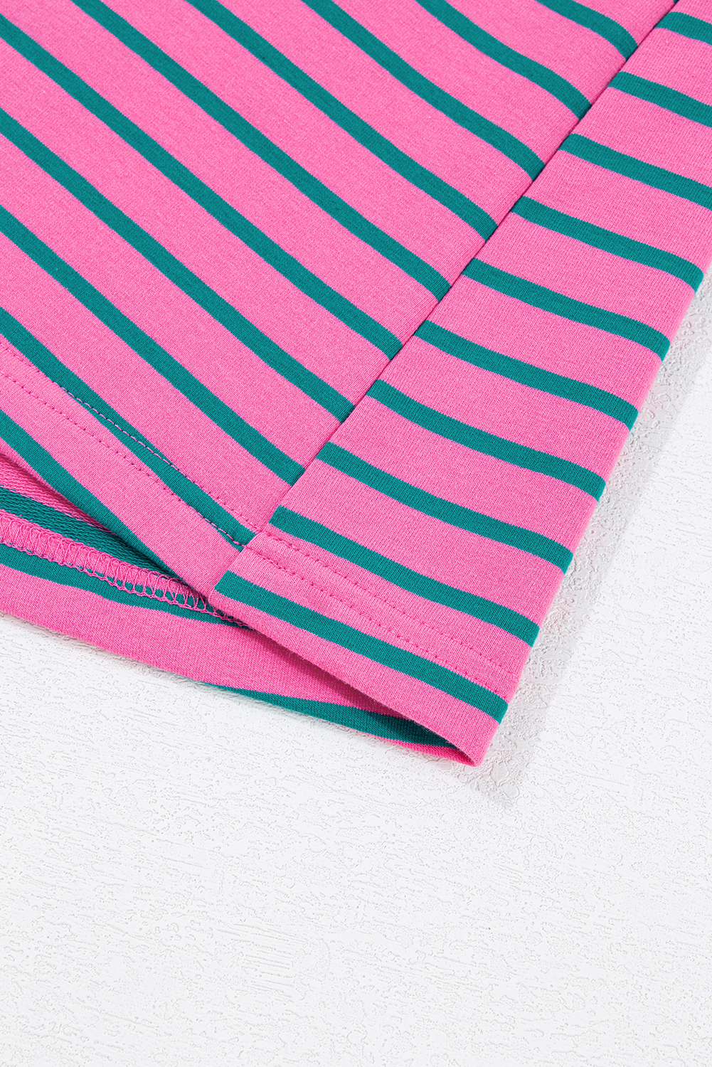 Pink Stripe Collared V Neck Puff Sleeve T Shirt Dress - loveforevers