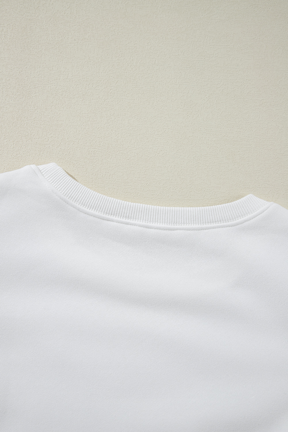 White Solid Puff Sleeve Round Neck Pullover Sweatshirt - loveforevers